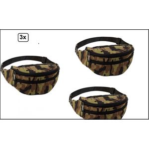 3x Heup/buik tasje camouflage - Thema partyHeup tasje carnaval indoor outdoor festival