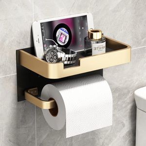 Toiletrolhouder Aluminium Zwart Tissue Houder Badkamer Papierrol Rek Muur Montage Badkamer WC