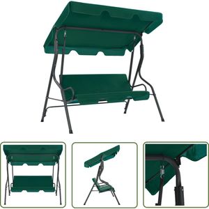 The Living Store Tuinschommelbank Groen - Stalen Frame - Waterbestendig Polyester - 170x110x153 cm