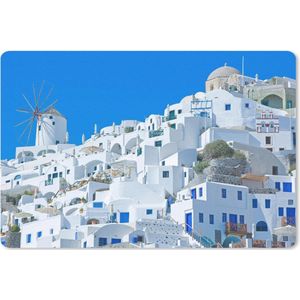 Bureau mat - Santorini in Griekenland witte met blauwe gebouwen - 60x40