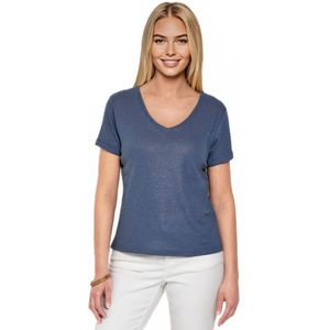 T-shirt van gebreid metallic katoenlinnen