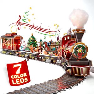 3D Puzzels voor Volwassenen - 218x stuks - Kids LED Kerstboom Trein Sets, Muzikale Stoom Santa Express Kerst Jigsaw Decoraties met Verlichting, voor Kids Jongens Meisjes Vrouwen Mannen