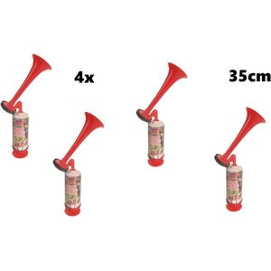 4x Luchtpomp stadion toeter 35cm - Supertoeter - pomp toeter voetbal sport en spel geluid muziek lawaai stadion