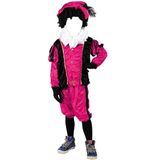 Comedia - Kostuum - Piet - Velours - Roze/zwart - mt.152
