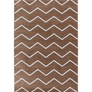 Pochon - Tapijt Rio - Koper - 170x120x1,1 - Vloerkleed - Chevron - Hoogpolige Vloerkleed - Rechthoekige Tapijt - Rechthoekige Vloerkleed