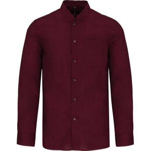 Luxe Overhemd/Blouse met Mao kraag merk Kariban maat M Wijnrood
