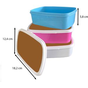 Broodtrommel Wit - Lunchbox Bruin - Aardetint - Effen kleur - Brooddoos 18x12x6 cm - Brood lunch box - Broodtrommels voor kinderen en volwassenen
