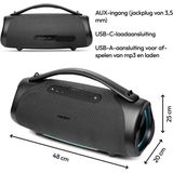 MEDION P61768 draagbare Bluetooth luidspreker (oplaadbare batterij, bass boost, RGB lichteffecten, IPX7 waterbescherming & robuust, geïntegreerde powerbank, 100W (RMS) totaal, 2x 25W + 50W) Antraciet