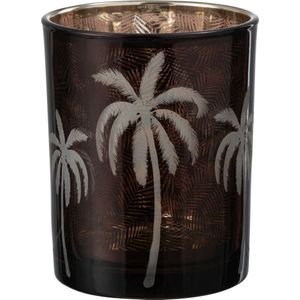 J-Line windlicht Palmboom - glas - bruin - medium