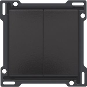 Niko centraalplaat voor wissel/wisselschakelaar, serieschakelaar + dubbele wip drukknop NO of NC - Pure Bakelite Piano Black (200-61505)