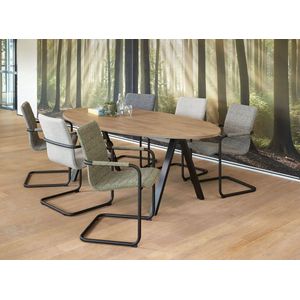 Vergadertafel Victory 220x110cm frame Antraciet (Ral 7016) blad Licht Eiken
