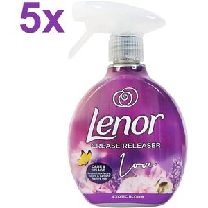Lenor - Crease Releaser - Love - Exotic Bloom - Kreukverwijderaar - Textielvefrisser - Spray - 5x 500ml - Voordeelverpakking