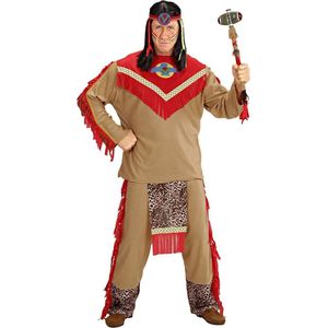 Widmann - Indiaan Kostuum - Chief Indiaan Raging Bull Kostuum Man - Bruin - Small - Carnavalskleding - Verkleedkleding