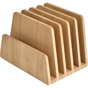 Desktop Archief Document Houder Stand 5 Slots Postpapier Organizer Bureau Sorter Huis voor Archief Document Organizer Stand voor Home Office Originele Houtkleur