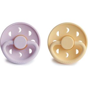 FRIGG - Fopspeen 2-pack - Moon Phase - Pale Daffodil/ Soft Lilac - Latex speen