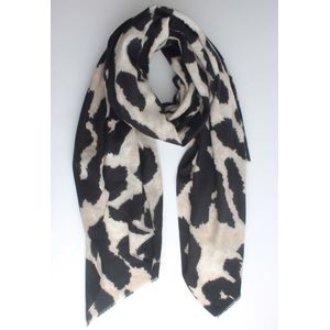 Vera scarf- Accessories Junkie Amsterdam- Sjaal dames-Lange- Katoen- Wrap- Shawl- Cadeau- Panter print- Zwart wit