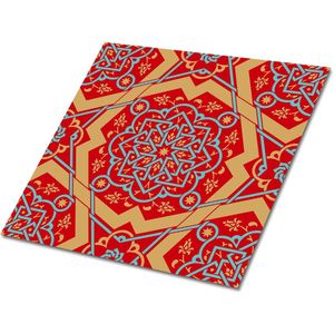 Tulup PVC Tegels - Arabisch Bloemenpatroon Vinyl Tegels - 30 cm x 30 cm - Rood Vinyl Tegels Zelfklevend - Verpakking van 9 stuks - Vloer Tegels PVC - Mozaïek Plaktegels - Zelfklevende Vinyltegels - Plaktegels keuken en Badkamer