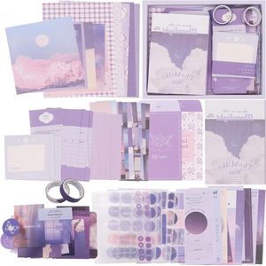 Esthetische Scrapbook Kit - A6 Grid Notebook DIY Journaling Supplies Verjaardag Craft Gift voor Tiener Meisje Kid Vrouwen (Paars)