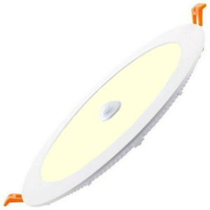 LED Downlight Slim - Oficto Dury - PIR Bewegingssensor 360° + Dag en Nacht Sensor - 20W - Warm Wit 2700K - Inbouw - Rond - Mat Wit - OSRAM LEDs