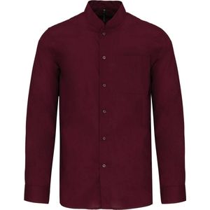 Luxe Overhemd/Blouse met Mao kraag merk Kariban maat L Wijnrood
