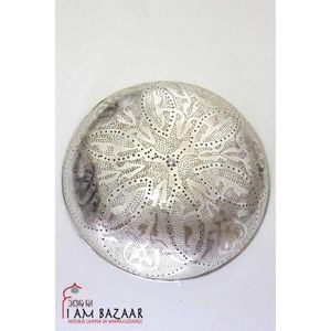 Oosterse plafondlamp zilver met patronen - Ø 45 cm - Handgemaakt - Authentiek - Egyptische - Arabische - Marokkaanse lampen - Arabische patronen