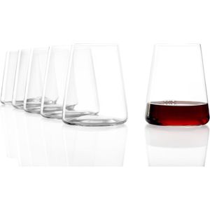 Wijnbekers zonder steel, 515 ml, set van 6 rode wijnglazen, vaatwasserbestendig, loodvrij kristalglas, hoogwaardige kwaliteit, elegante en onbreekbare wijnglazen