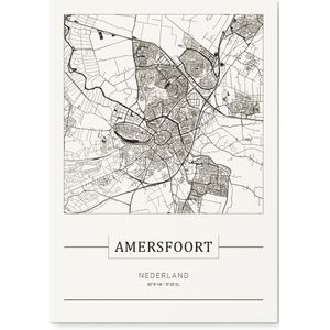 Stadskaart Amersfoort - Plattegrond Amersfoort - city map – Forex muurdecoratie 30 x 40 cm