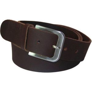 Extra lange 100% Leren Riem, 4 cm. Breed, taillemaat 130 cm. Donkerbruin