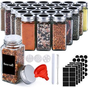 Kruidenpotten 25 Set, Transparante opbergpotten met Deksels/Mason Potten/Glazen Potjes, voor Handige en Praktische opslag van specerijen