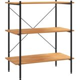 vidaXL - Opbergrek - 3-laags - 80x40x92 - cm - zwart - en - eikenkleurig