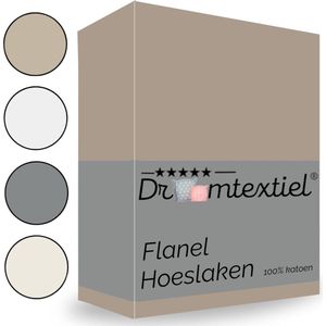 Droomtextiel Hoeslaken Flanel Zand - 90x220 cm - Superzacht - 100% katoen