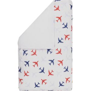 BINK Bedding Dekbedovertrek Planes Blauw 80 x 60 cm (zonder sloop) vliegtuigen rood-blauw-lichtblauw