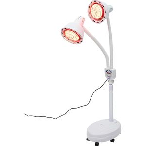 Infrarood warmtelamp met dubbele kop en afstandsbediening, 275W, 0-115°C, instelbare hoogte, modern design