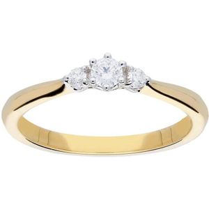 Glow ring met diamant verlovingsring - 3-0.145 ct G/SI - bicolor 14kt - mt 56