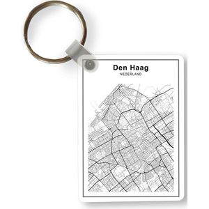 Sleutelhanger - Stadskaart - Zwart Wit - Den Haag - Uitdeelcadeautjes - Plastic
