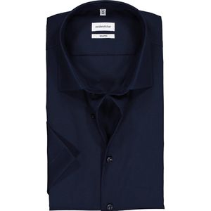 Seidensticker shaped fit overhemd - korte mouw - donkerblauw - Strijkvrij - Boordmaat: 44