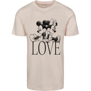 Merchcode Mickey Mouse - Minnie Loves Mickey Dames T-shirt - XXL - Roze