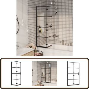 vidaXL Douchewand - Inklapbaar - 80x140 cm - Zwart Douchewand - Inklapbare Douchewand - Douchevloer - Badkamermeubel - Veiligheidsklas