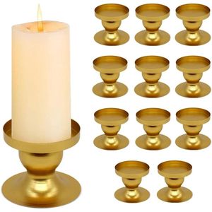 Kandelaar kaarsenhouders, Kaarsenstandaard gouden ronde kaars set van 12 kaarsenhouders staafkaars houder gouden kaarsenstandaard vintage bruiloft, diner, feest, verjaardag, Valentijnsdag decoratie,*******cadeautje twee badmat. 50*80 cm******