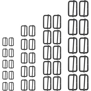 Coolty 40 STKS Triglide Slider Gesp, Metalen Verstelbare Schuif Gesp, Roller Pin Gesp Slider voor Maken Handtas Rugzak Huisdier Halsbanden DIY Accessoires, 20mm/25mm/31mm/38mm (zwart)