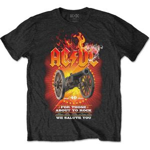 AC/DC - FTATR 40th Flaming Heren T-shirt - S - Zwart