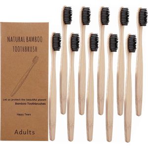 Bamboe Tandenborstel (zacht) | 4 stuks | Zwart | Biologisch afbreekbaar | 100% Bamboe