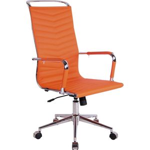 Bureaustoel - Bureaustoelen voor volwassenen - Hoge rugleuning - In hoogte verstelbaar - Kunstleer - Oranje - 57x65x120 cm