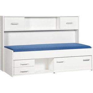 Bedframe Incl 2 Schuifdeuren Wit - Wit - Effen