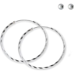 Classics&More oorringen en oorknoppen - zilver - ronde buis 2 mm - 64 mm