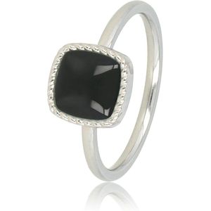 My Bendel - Zilveren zegelring met Onyx edelsteen - Opvallende zilveren zegelring met Onyx edelsteen - Met luxe cadeauverpakking