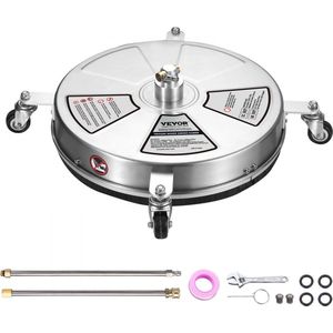 hogedrukreiniger RVS oppervlaktereiniger 3,7L/min oppervlaktereiniger hogedruk f457,2mm bestratingreinigingsapparaat Max.4000 PSI terrasreiniger dubbel sproeisysteem 25° spuithoek