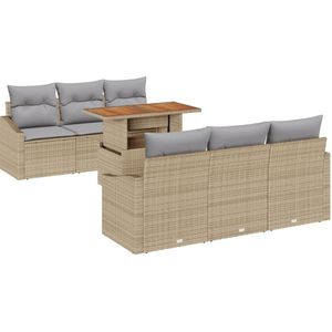 vidaXL - Set - van - 5 - Beige - en - Grijs - Rattan - en - Polyester - Medium