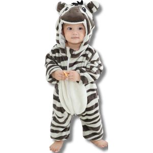 Zebra Dieren Onesie voor Peuter & Kleuter: Zachte Flanel Jumpsuit, Pyjama & Romper - Veilig & Comfortabel voor Kinderen 2 tot 4 jaar