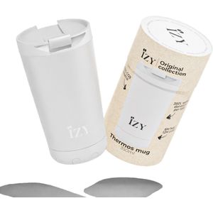 IZY Drinkfles - Wit - Inclusief donatie - Koffiebeker to go - Thermosbeker - RVS - 6 uur lang warm - 350 ml